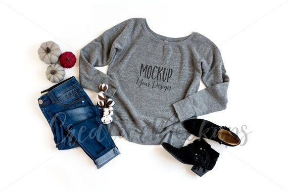 Bella And Canvas Ladies Grey Triblend Fleece Sweatshirt Etsy