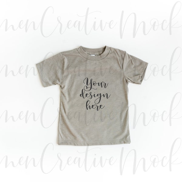 Bella + Canvas Heather Stone Toddler Shirt Mockup 3001T / Basic Flat Lay Shirt Mockup / Gender Neutral Tee Mock / Product Photo Download