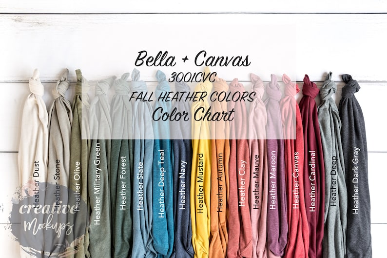 Download Bella Canvas NEW Fall Heather Colors Color Chart 3001CVC ...