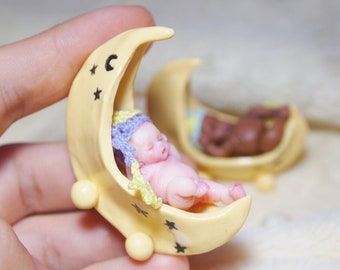 1:24 süsse Miniature Reborn Babys - Kleine Sterne - Polymer Ton Original handmodellierte Kunstpuppen 1:24