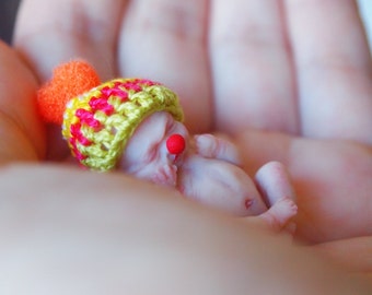 Baby clown - Custom hand sculpted OOAK - 1:12 Micro mini newborn - Polymer clay original hand sculpted art dolls 1.3-1.5" dollhouse scale