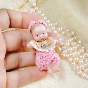 Pony custom OOAK reborn baby miniature hand sculpted Mini doll 1:12 dollhouse scale Polymer clay original art doll 2 inches size image 2