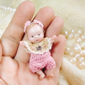 Pony custom OOAK reborn baby miniature hand sculpted Mini doll 1:12 dollhouse scale Polymer clay original art doll 2 inches size image 10