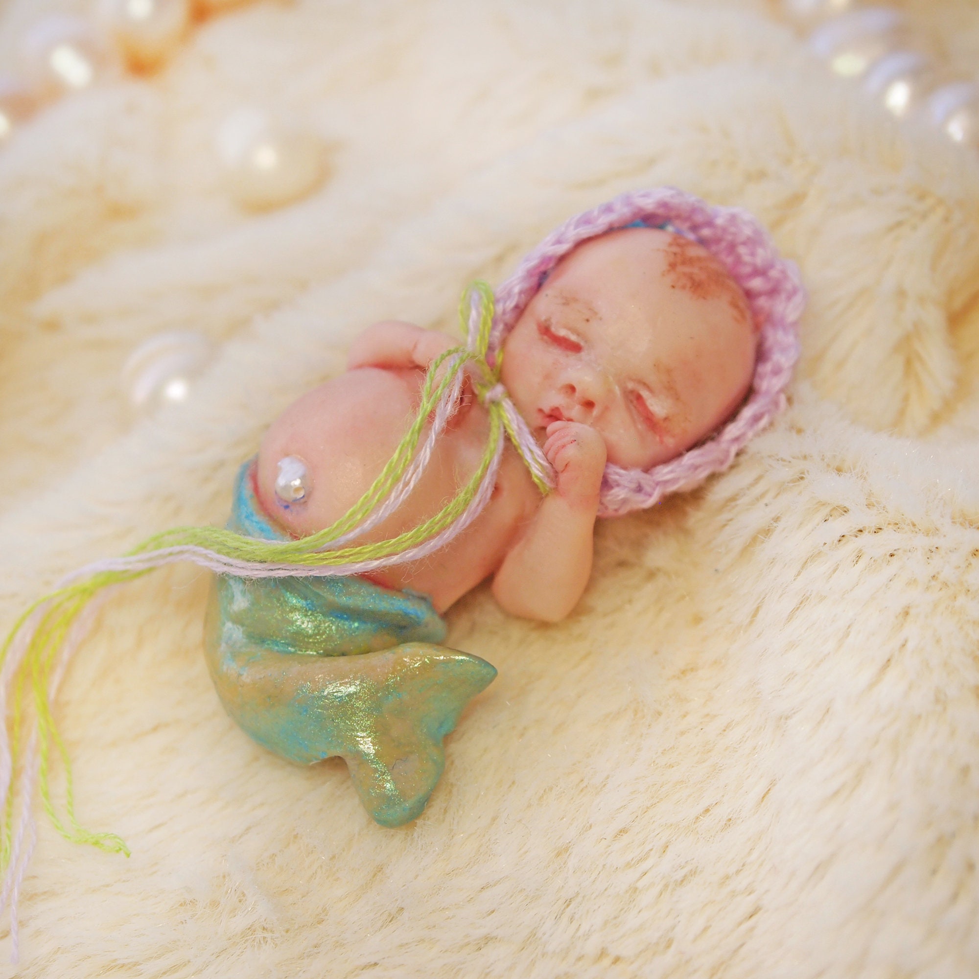 Sirene Ooak Reborn Baby Miniature Sculpte A La Main Mini Etsy France