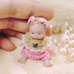 Pony custom OOAK reborn baby miniature hand sculpted Mini doll 1:12 dollhouse scale Polymer clay original art doll 2 inches size image 7