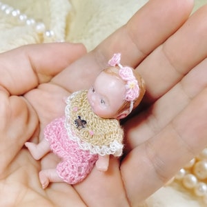 Pony custom OOAK reborn baby miniature hand sculpted Mini doll 1:12 dollhouse scale Polymer clay original art doll 2 inches size image 8