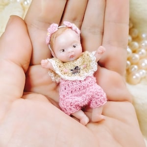 Pony custom OOAK reborn baby miniature hand sculpted Mini doll 1:12 dollhouse scale Polymer clay original art doll 2 inches size image 9