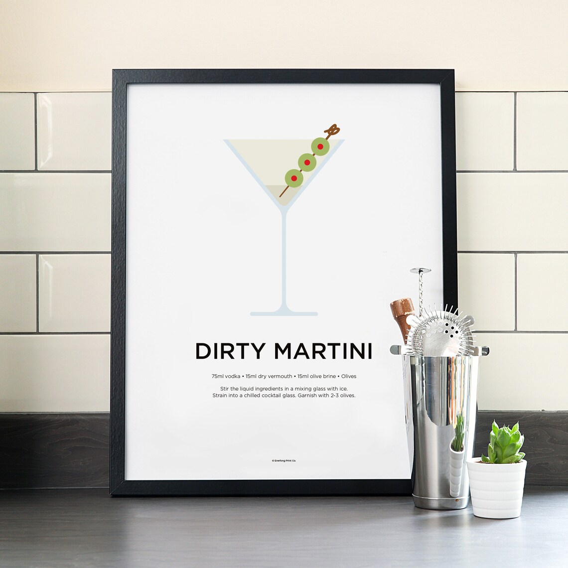 Dirty Martini cocktail print Cocktail art Cocktail recipe Etsy