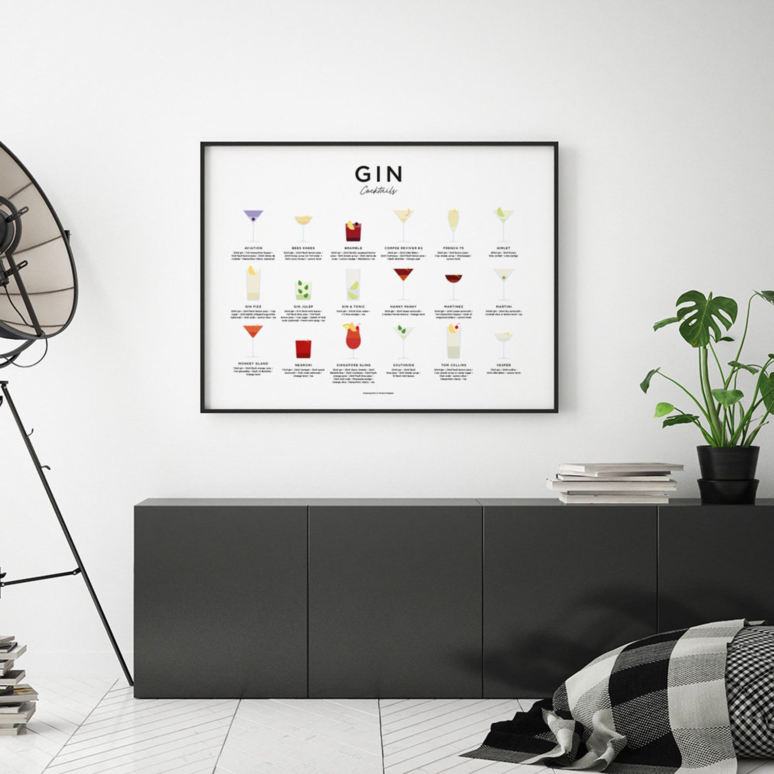 Gin print Gin cocktails Poster Cocktail print Cocktail Etsy