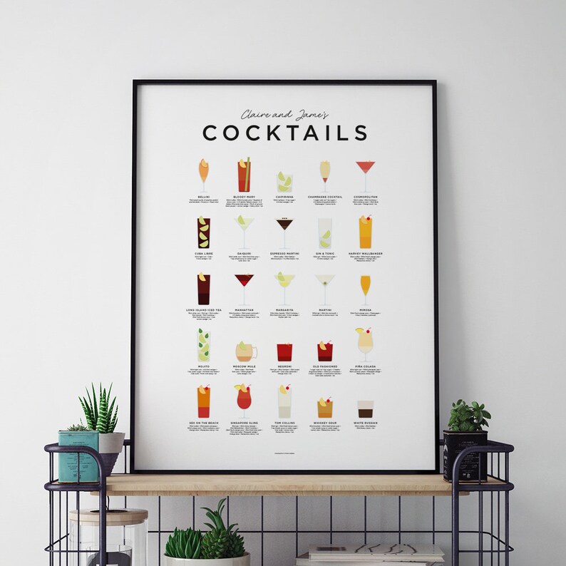 Personalised Cocktail Print Build Your Own Cocktail Poster Etsy