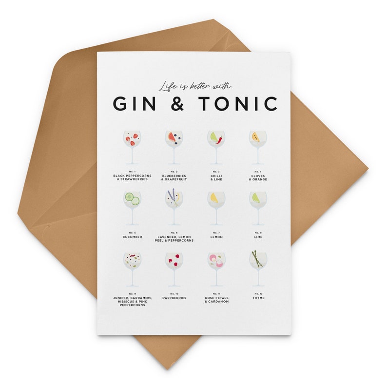 Gin und Tonic Karte Gin Grußkarte Leben ist besser mit Gin | Etsy