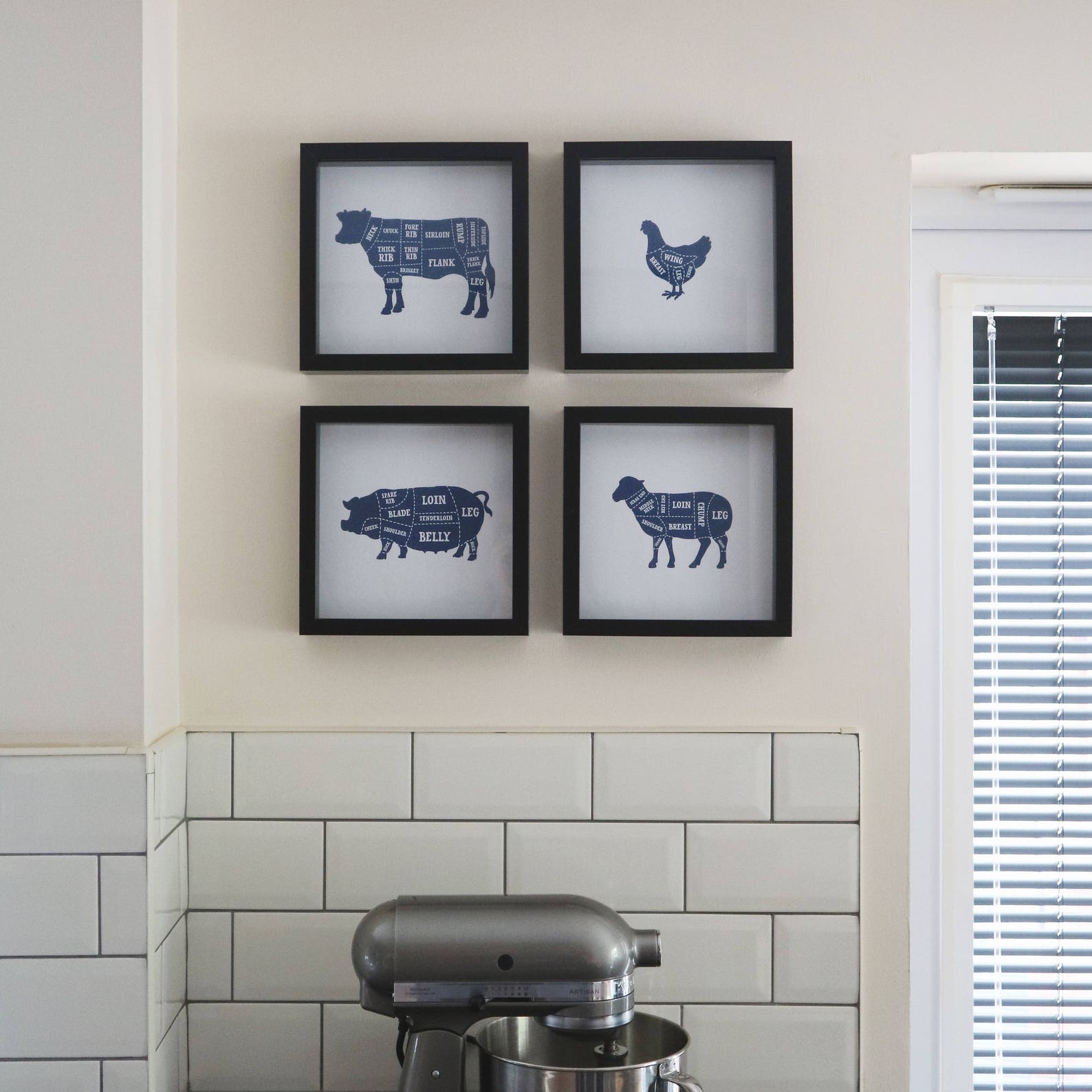 Set of 4 Butcher Prints Butcher Poster Set Butcher Chart Etsy