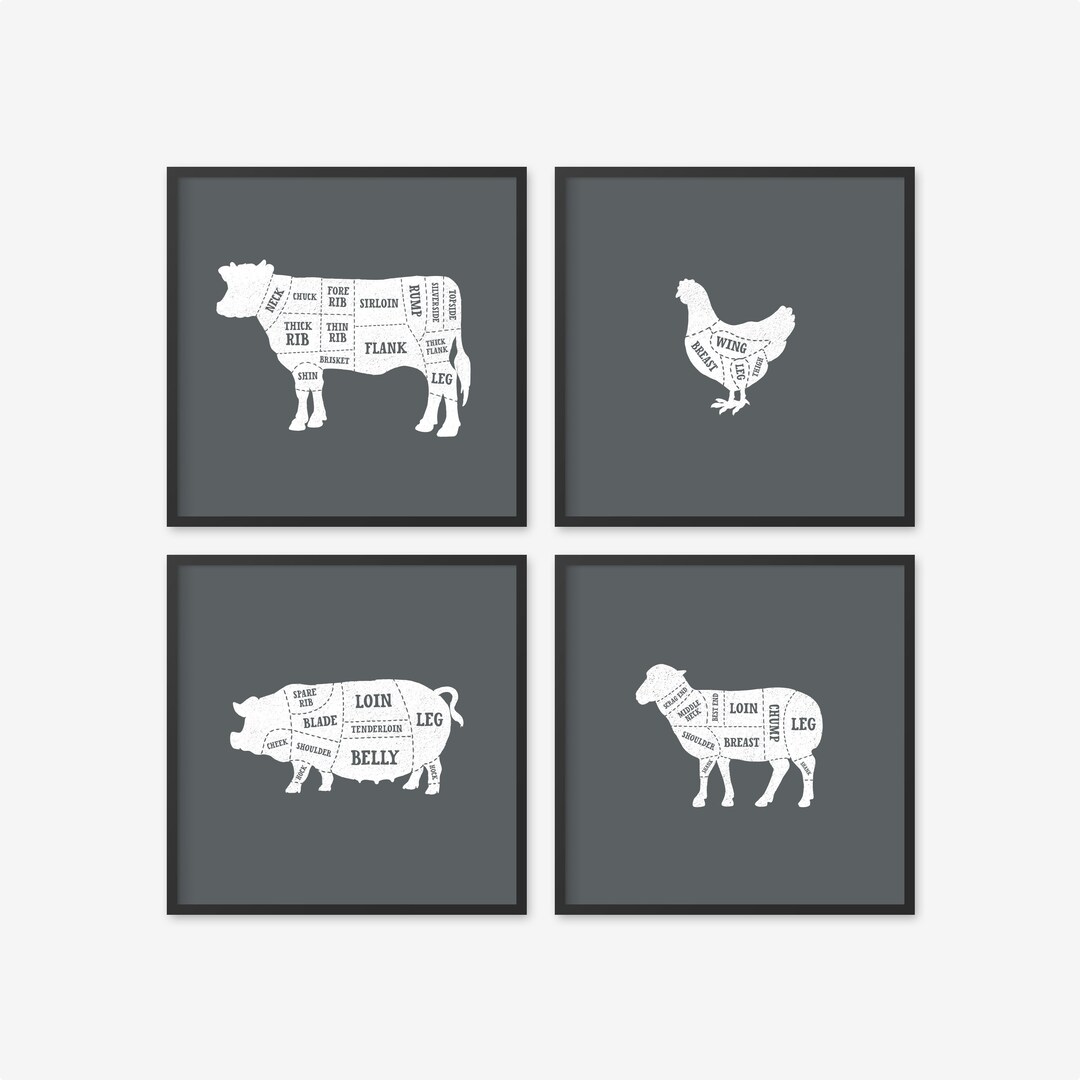 Butcher Cuts Prints Set Of 4 Butcher Poster Butcher Chart Etsy butcher-cuts-prints-set-of-4-butcher-poster-butcher-chart-etsy