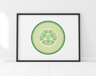 Cucumber print – Fruit and vegetable prints – Kitchen art – Kitchen print – Food art – Food print – Illustration – Wall art – Home decor