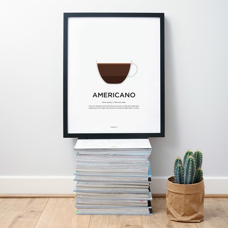 Americano coffee print Coffee art Coffee gifts Coffee Etsy