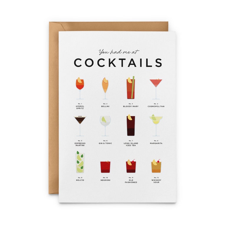 Cocktail Recipe Card Cocktails Cards You Had Me at | Etsy UK