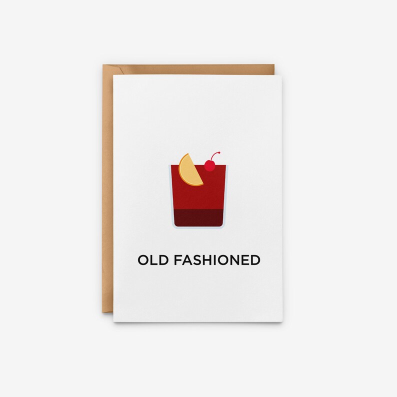Old Fashioned Cocktail Recipe Greeting Card Etsy UK