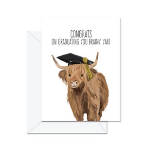 Brainy Yak, vous avez obtenu votre diplôme - Carte de voeux