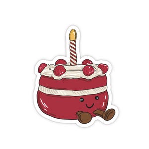 Sticker en vinyle mat gâteau rouge