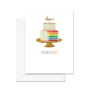 Gâteau de mariage arc-en-ciel « Félicitations! » - Carte de vœux