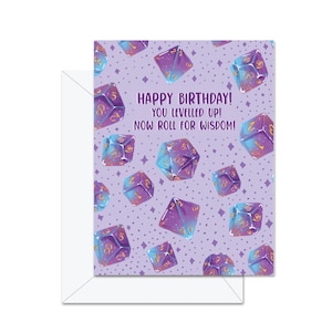 Joyeux anniversaire ! Vous êtes passé au niveau supérieur ! Lancez-vous pour la sagesse ! - Carte de voeux