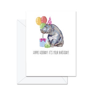 Hourra hippopotame ! C'est votre anniversaire ! - Carte de voeux