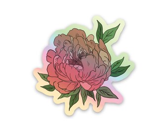 Peony Holographic Vinyl Sticker