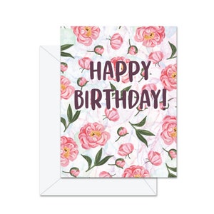 Joyeux anniversaire (Pivoines) - Carte de vœux