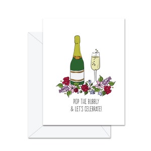 Champagne « Pop The Bubbly &Let’s Celebrate » Carte de vœux