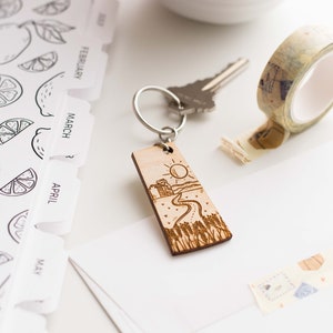 Wood Saskatchewan Keychain