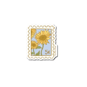 Autocollant en vinyle mat pour timbre-poste, tournesol