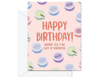 Happy Birthday! Wishing You A Big Slice of Happiness! - Greeting Card