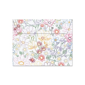 Lot de 5 enveloppes florales arc-en-ciel