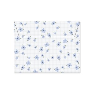 Lot de 5 enveloppes pourpres quadrillées de fleurs
