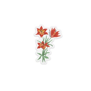 Sticker en vinyle transparent mat floral lys rouge de l'ouest de la Saskatchewan