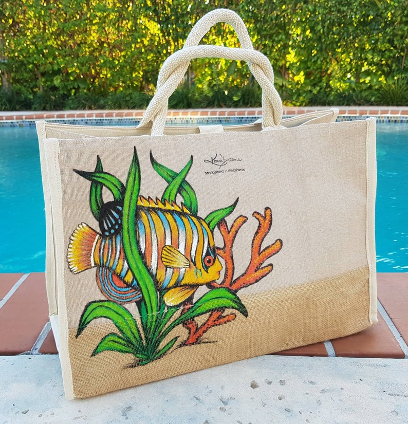 Karen Diane Fish Handpainted Fashion Tote