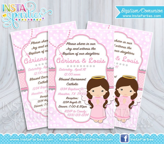 invitaciones bautizo niña invitación primera comunión niña etsy
