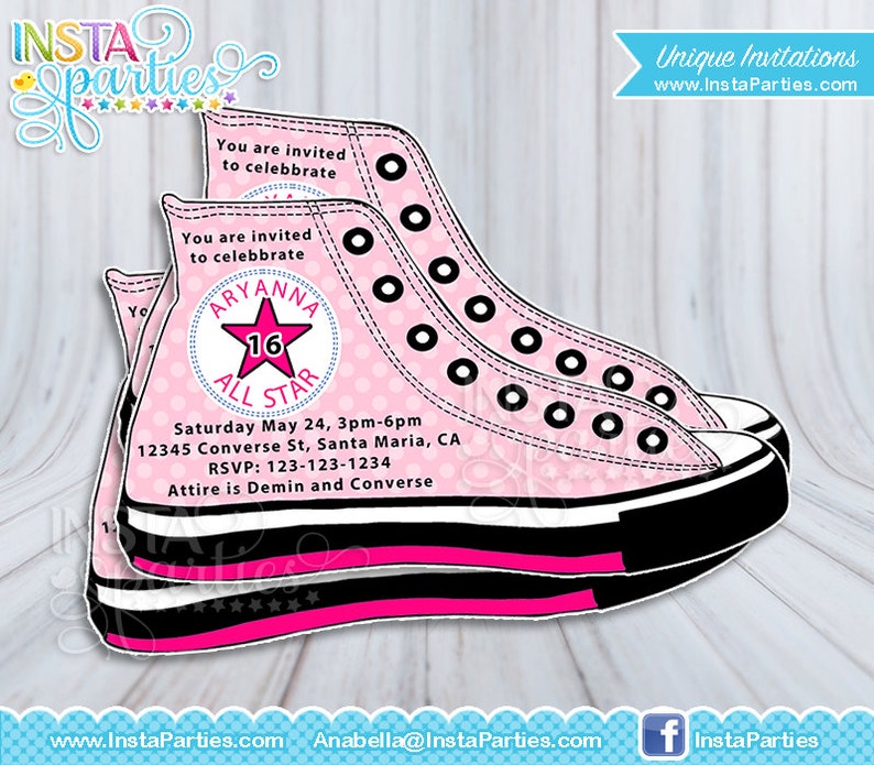 Converse Invitations Invitation tennis shoe sweet 16