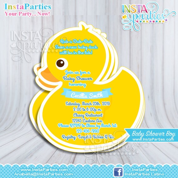 Invitaciones Baby Shower Patito De Goma Hule Pato Amarillo Etsy