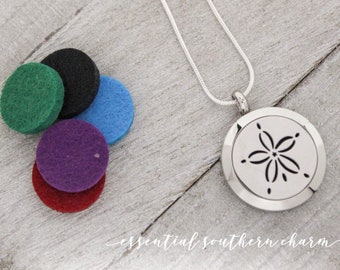 Essential Oil Locket | Aromatherapy Necklace | Stainless Steel Locket | 25mm | Sand Dollar | Fast Free Shipping