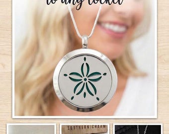 Essential Oil Locket | Add Personalization |Aromatherapy Necklace | Stainless Steel Locket | 25mm | Sand Dollar