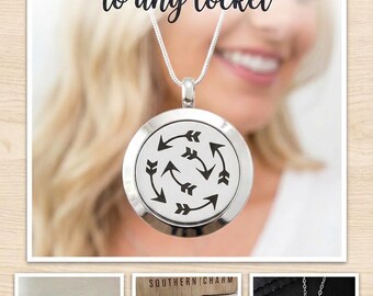 Essential Oil Locket | Add Personalization |Aromatherapy Necklace | Stainless Steel Locket | 25mm | ESC Design | Arrows