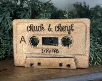 Personalized Wood Cassette | Custom Song Spotify Code, Anniversary Keepsake