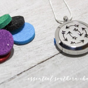 Essential Oil Locket | Add Personalization |Aromatherapy Necklace | Stainless Steel Locket | 25mm | ESC Design | Arrows