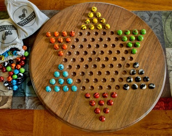 Chinese checkers with marbles | walnut Chinese checkers board