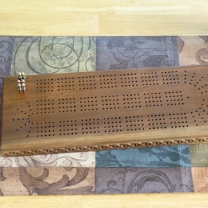 Tabellone da Cribbage in legno a 4 piste con spazio per carte e pioli