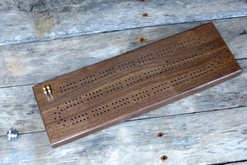 2 Track Cribbage Board Walnut Cribbage Board With Peg Etsy
