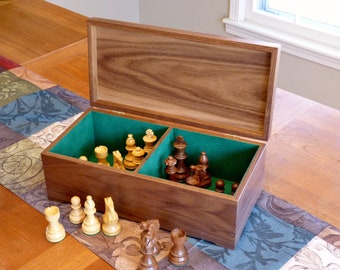 Handmade wooden storage box for chess pieces