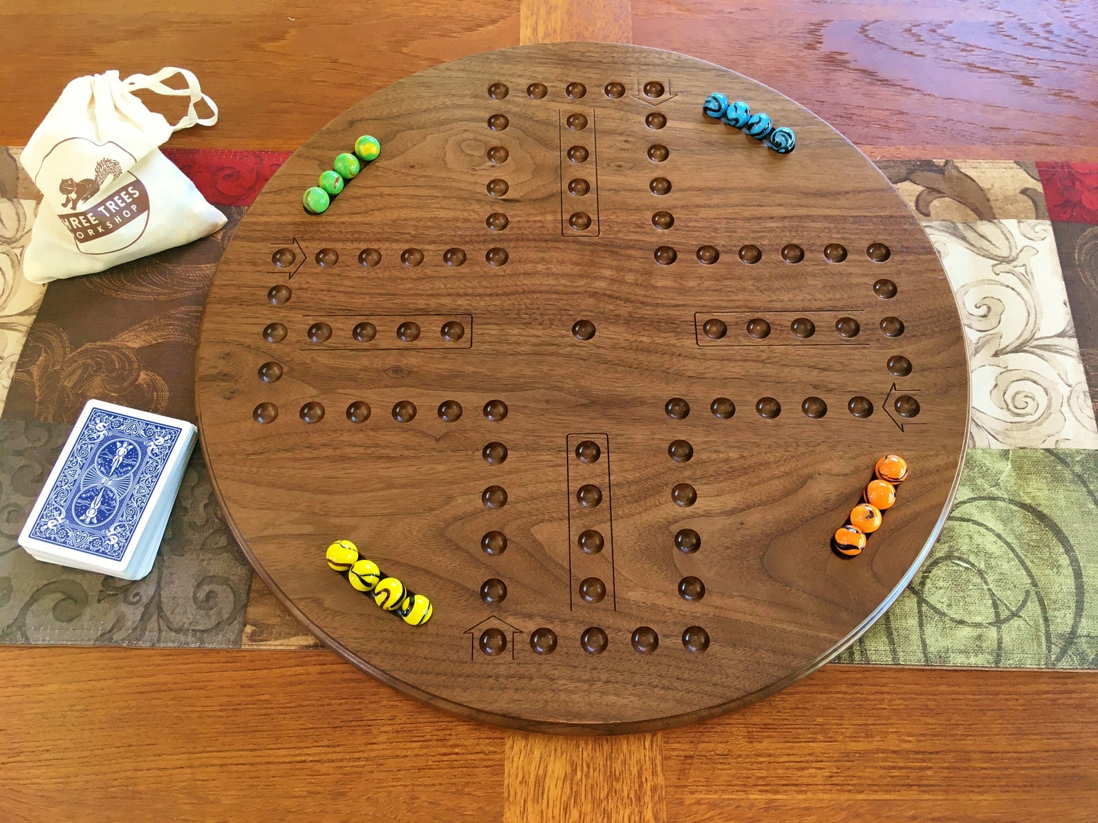 Cards and Marbles Board Game With Fancy Marbles Double Sided Etsy