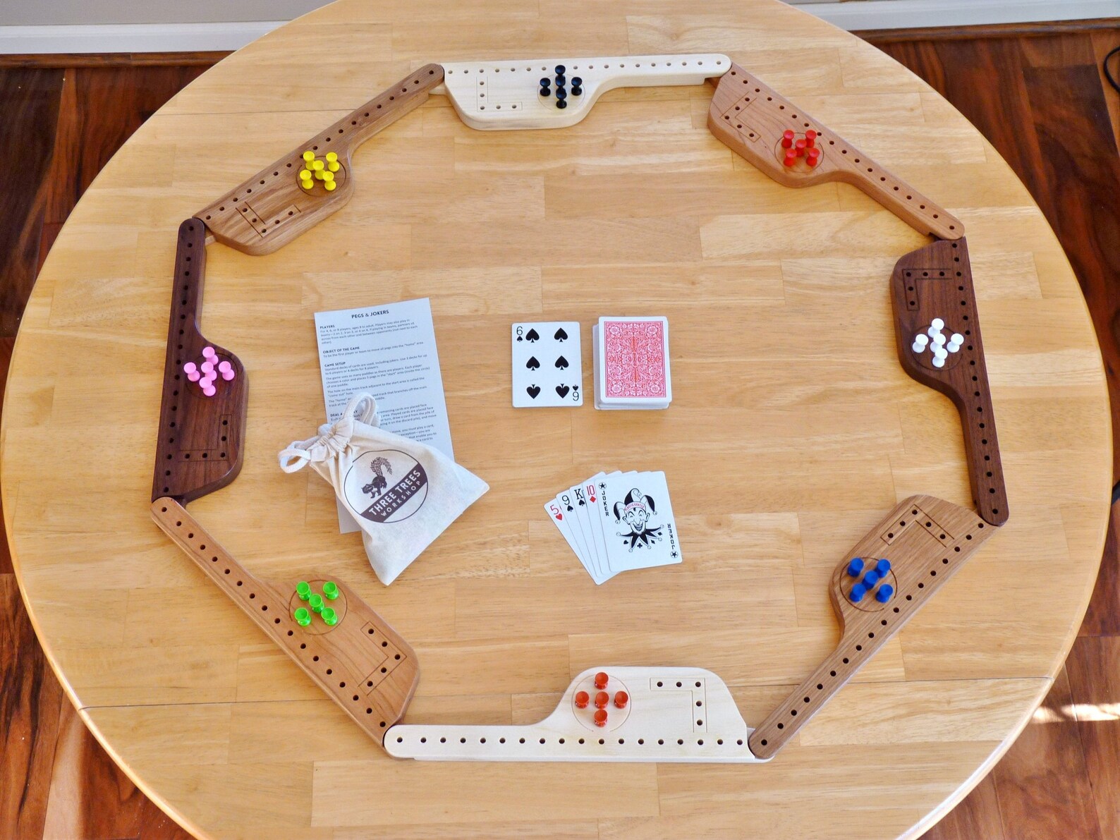 Pegs and Jokers for 4 6 or 8 players Pegs and Jokers game Etsy